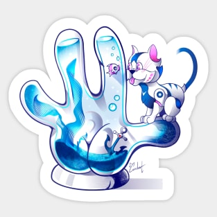 Blue cartoon hands modern and unique 3 Sticker